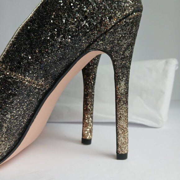 JustFab 'Sindra' Gold & Black Ombré Glitter Stiletto Pumps New Sz 8 - Picture 10 of 11